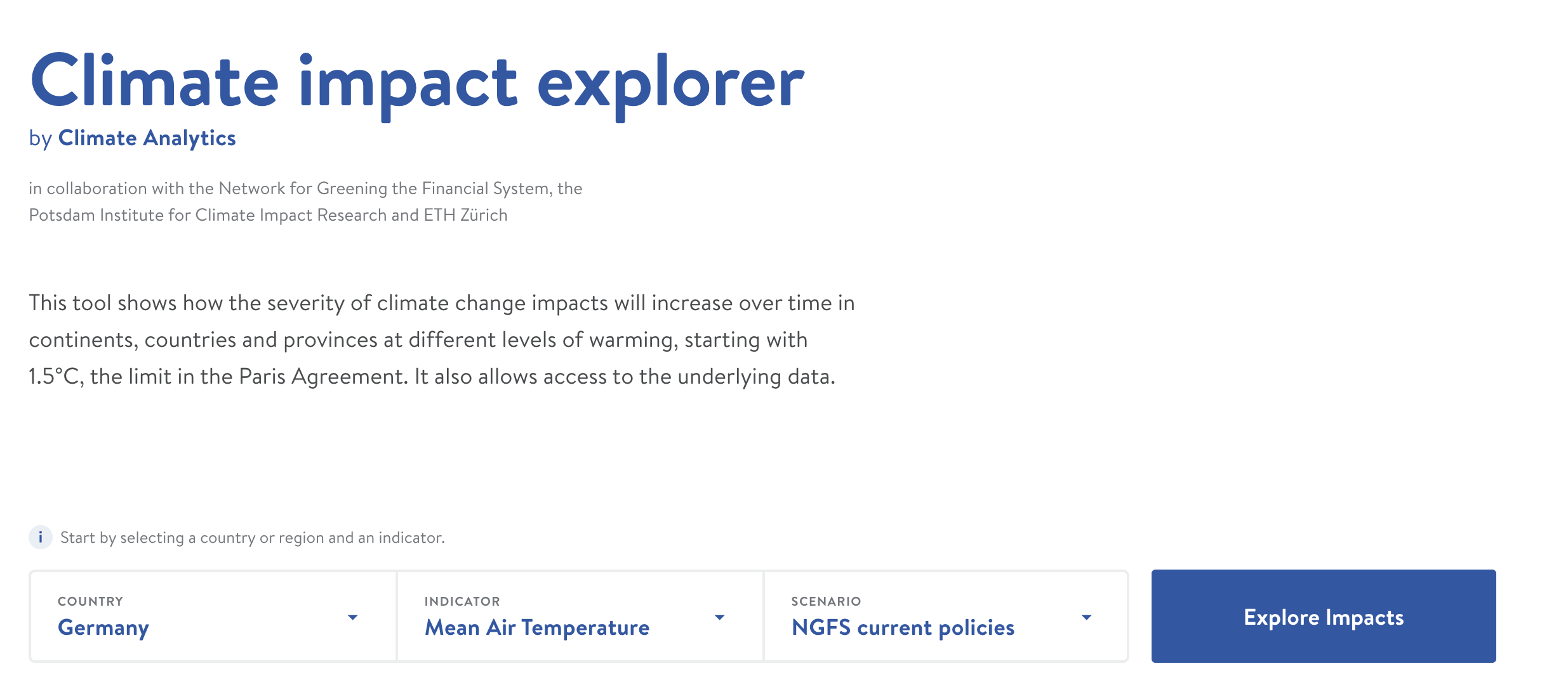 Climate impact explorer